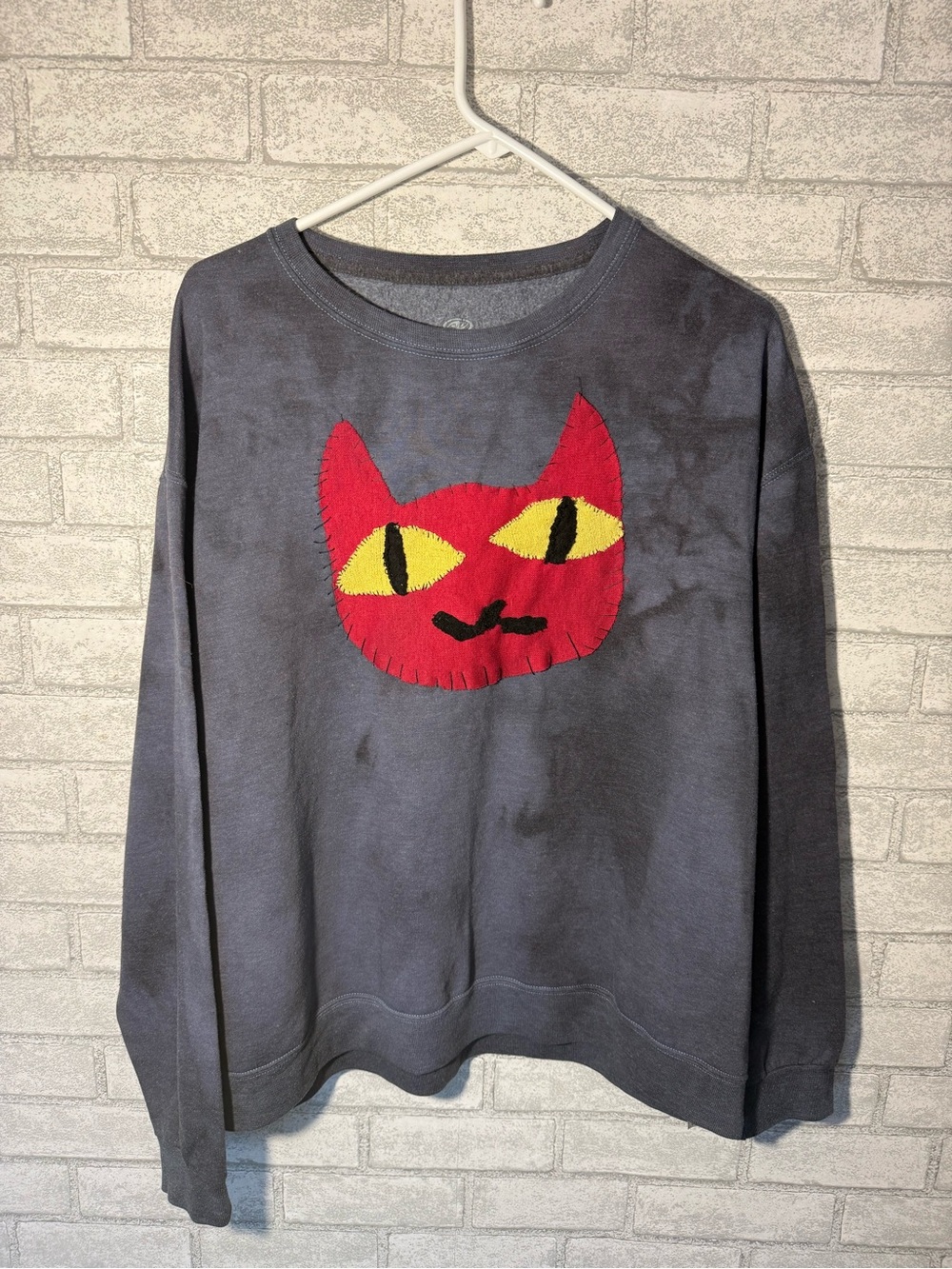 Marceline Gray Sweatshirt with Red Cat Patch